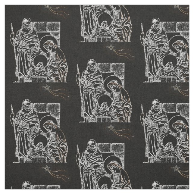 TISSU NATIVITÉ NOIRE BLANCHE ET OR (Échantillon)