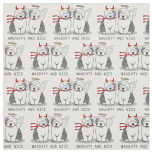 Tissu Naughty & Nice Old English Sheepdogs (Grey 1)