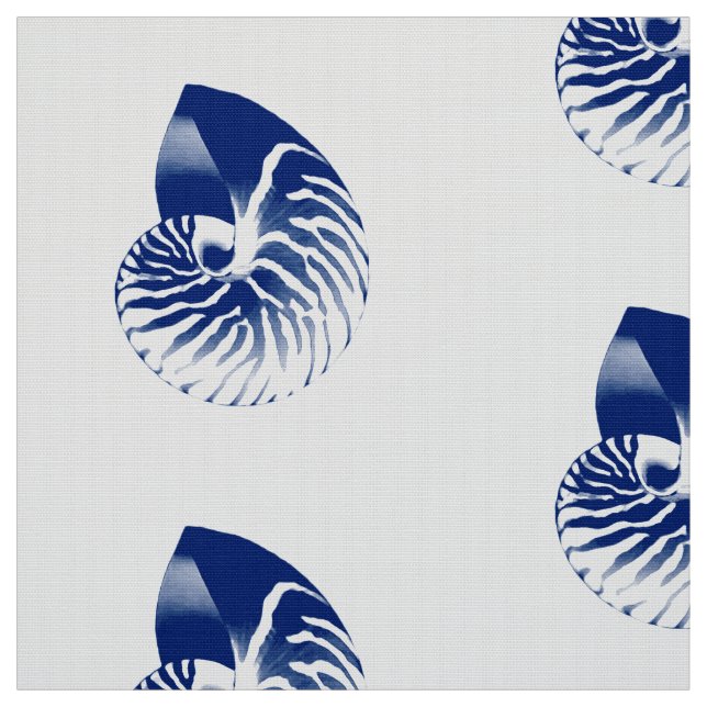 Tissu Nautilus Shell - bleu marine et blanc (Échantillon)