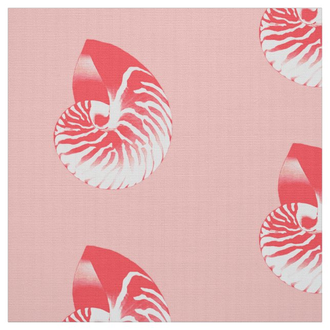 Tissu Nautilus Shell - corail rose et blanc (Échantillon)