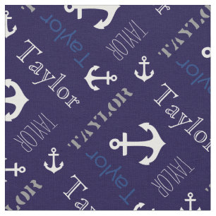 Tissu nautique bleu nommé personnalisé par Ancre