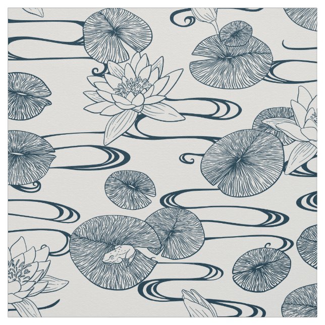 Tissu Nénuphar Pond White Nénuphars Fabric (Échantillon)