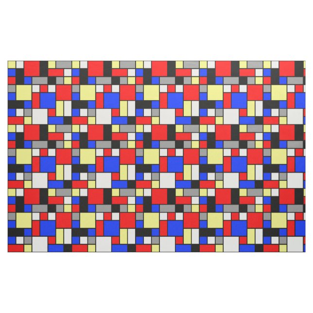 Tissu Neo Plasticisme Bleu Rouge Jaune Blanc Gris (Fat Quarter)