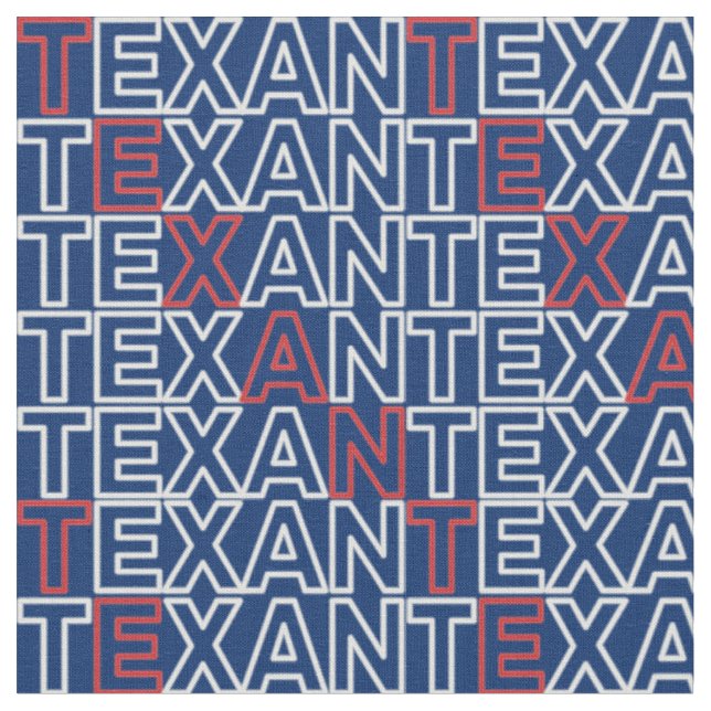 Tissu Néon du TEXAN rouge et blanc sur bleu (Fermer)