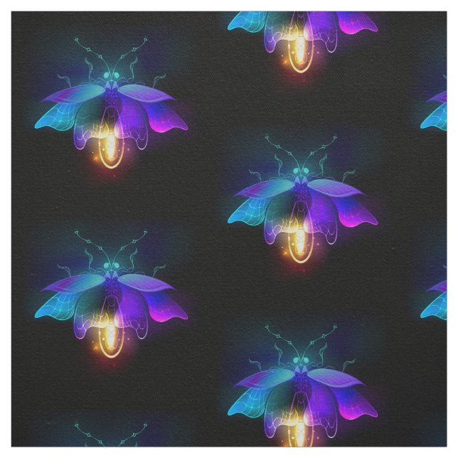 Tissu Neon Firefly sur noir (Échantillon)