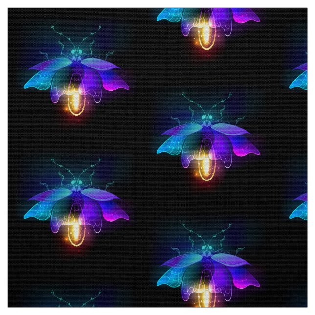 Tissu Neon Firefly sur noir (Échantillon)