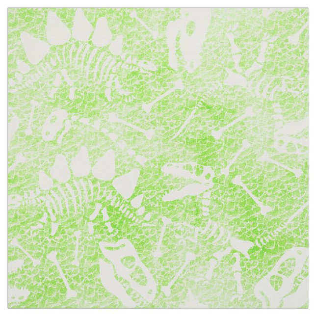 Tissu Neon Green Dinosaur Fossiles Préhistoriques (Échantillon)