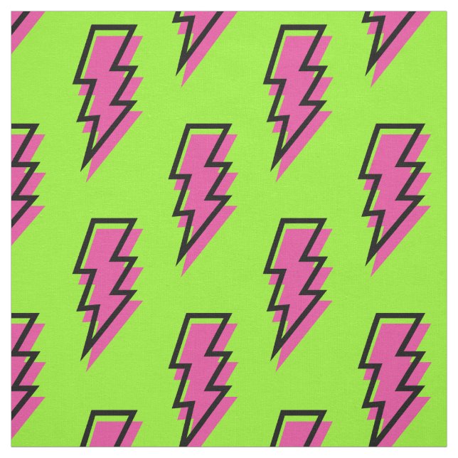 Tissu Neon Green & Pink Lightning Motif des années 80/90 (Échantillon)