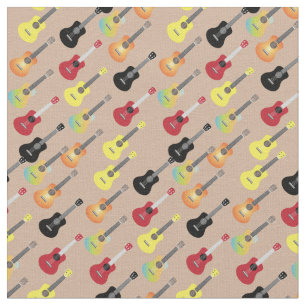 Tissu Neutre musical mignon de motif d'ukulélé