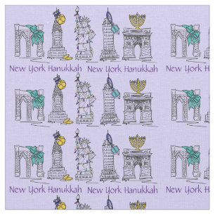 Tissu New York City NYC Chanukah Hanoukka Fabric