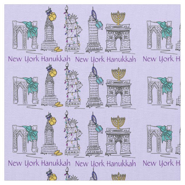 Tissu New York City NYC Chanukah Hanoukka Fabric (Fermer)