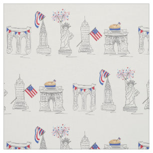 Tissu New York City NYC Points de repère Juillet 4 Quatr