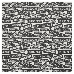 Tissu New York Streets, Motif NYC noir et blanc
