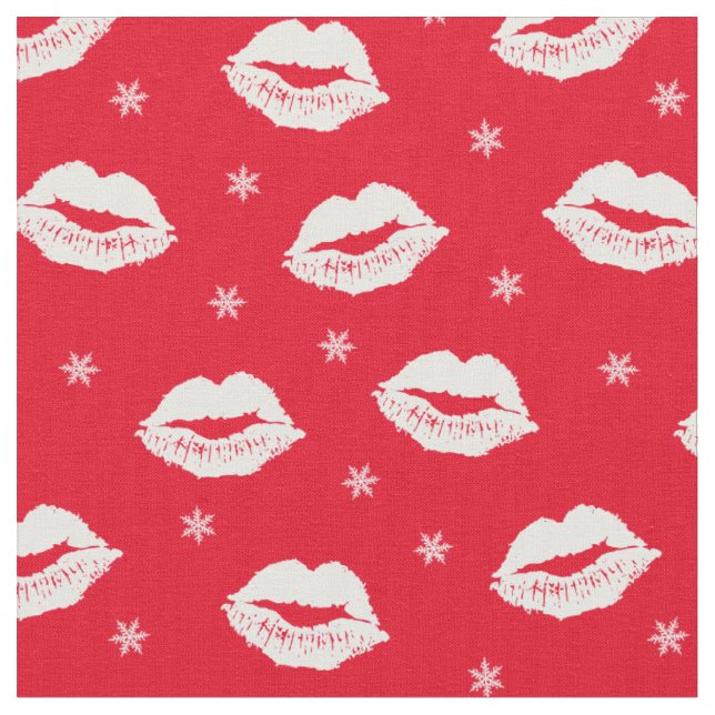 Tissu Noël Baisers Rouge et Blanc Motif (Fermer)