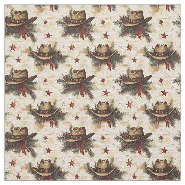 Tissu Noël Cowboy Casquettes (Échantillon)