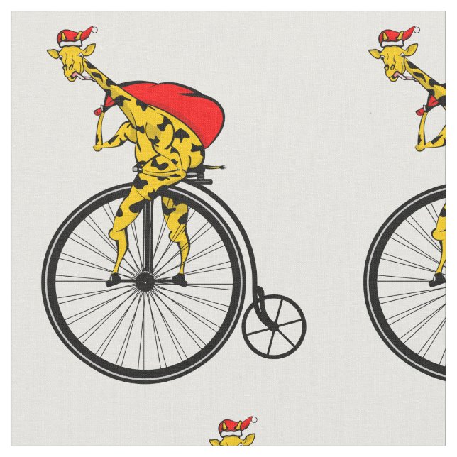 Tissu Noël de la Giraffe du Père Noël (Fermer)