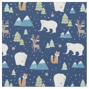 Tissu Noël des ours polaires d'hiver