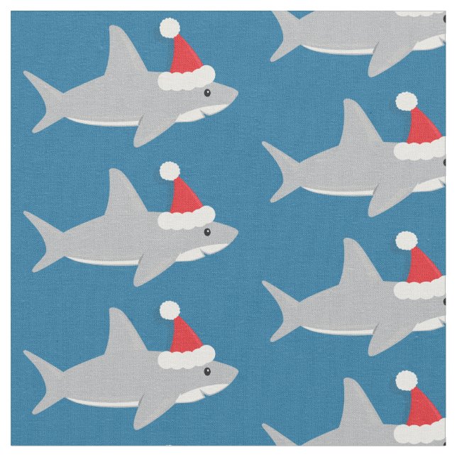 Tissu Noël du Père Noël du petit requin (Fermer)
