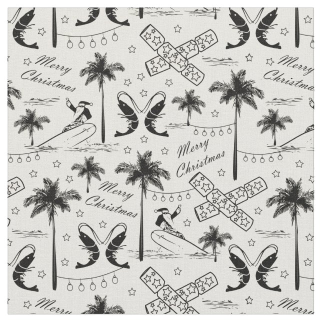 Tissu Noël en Australie tropicale Toile noire  (Fermer)
