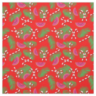 Tissu Noël en juillet Sucres de canne tropicaux Motif