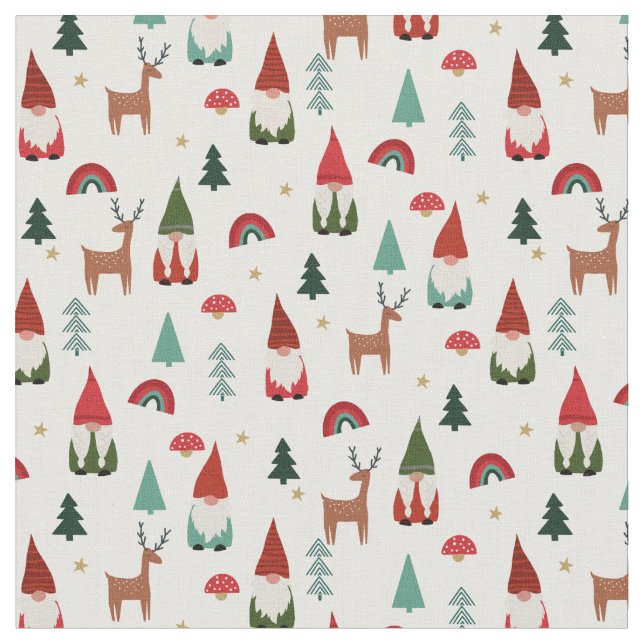 Tissu Noël Gnomes blanc (Fermer)
