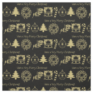 Tissu Noël Gold/Black Holiday Motif Iconique