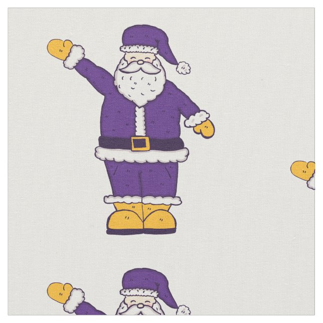 Tissu noël jaune pourpre santa claus (Fermer)