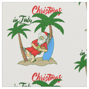 Tissu noël juillet tropical santa claus