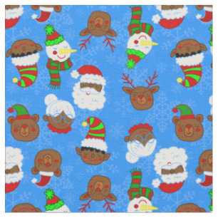 Tissu noël noir mme claus afrique père Noël elf ours
