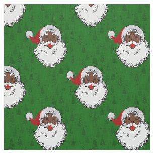 Tissu noël noir santa claus