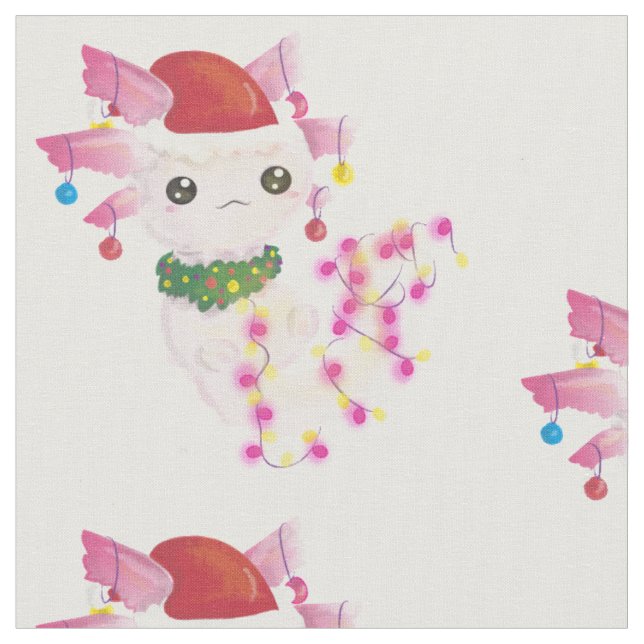 Tissu Noël père Noël axolotl (Fermer)