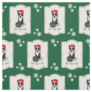 Tissu Noël Père Noël Boston Terrier (noir) mignonne