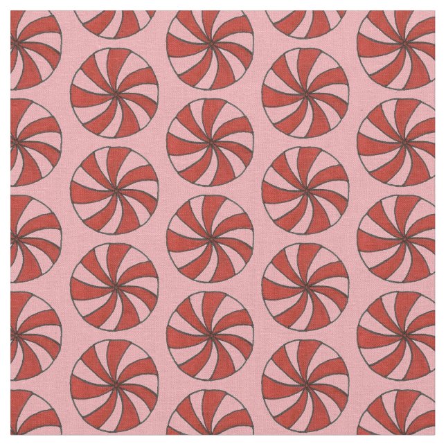 Tissu Noël Pink Red Mint Peppermenthe Hard Candy (Fermer)