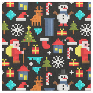 Tissu Noël Pixel