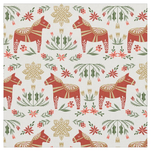Tissu Noël populaire Dala Horse (Fermer)