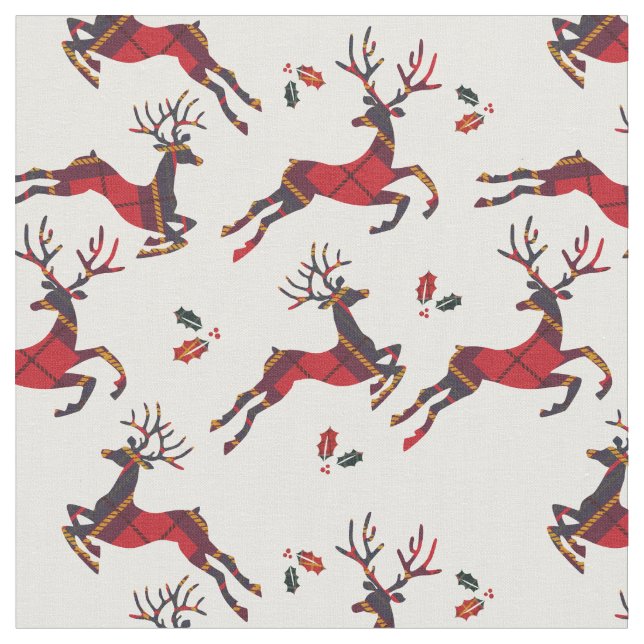 Tissu Noël Red Plaid Holiday Reinder (Fermer)