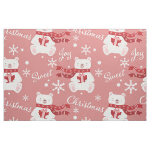 Tissu Noël rose