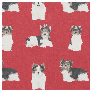 Tissu Noël rouge de Biewer Terrier