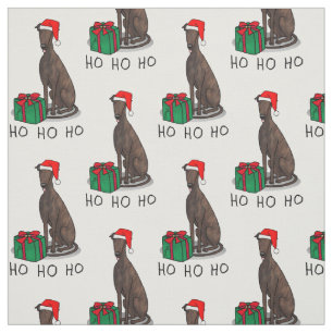 Tissu Noël Santa Hat Greyhound Chien (brindle) mignonne