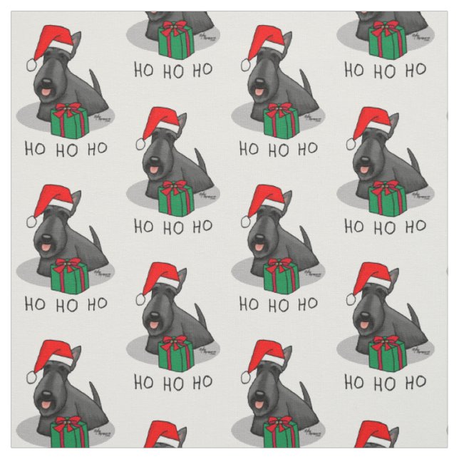 Tissu Noël Santa Hat Scottish Terrier (noir) mignonne (Échantillon)