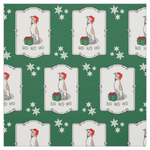 Tissu Noël Santa Hat Whippet Chien Faune et blanc mignet