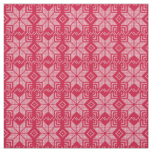 Tissu Noël, Scandinave, rouge, blanc, flocons de neige