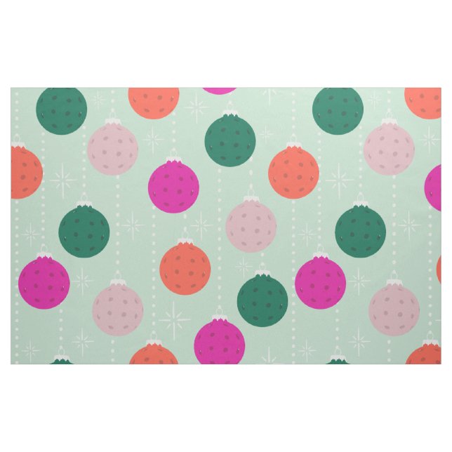 Tissu Noël sur le thème du pickleball Menthe et Rose (Fat Quarter)