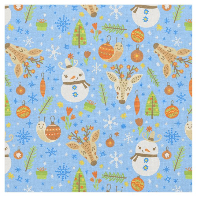 Tissu Noël tropical july escargot bonhomme de neige vaca (Fermer)