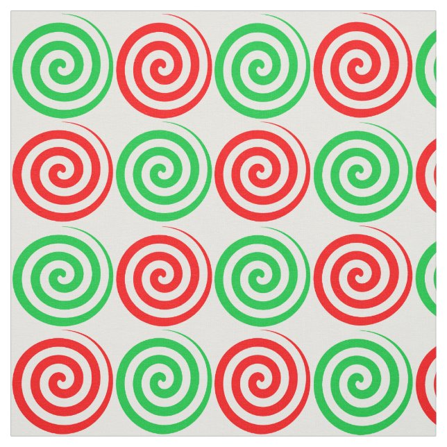Tissu Noël Vacances Bonbons Spirales Fils Rouge Vert (Échantillon)