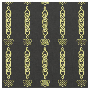 Tissu Noeud celtique, tresse, bande d'or du coeur sur no