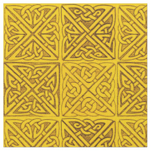 Tissu Noeuds celtiques en or