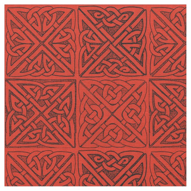 Tissu Noeuds celtiques en rouge (Fermer)