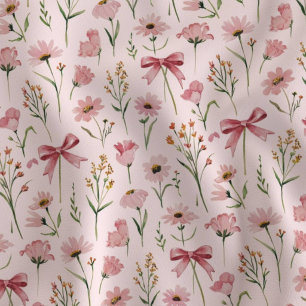 Tissu Nœuds de fleurs sauvages roses florales