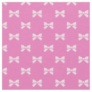 Tissu Nœuds rose clair Kawaii sur fond rose foncé
